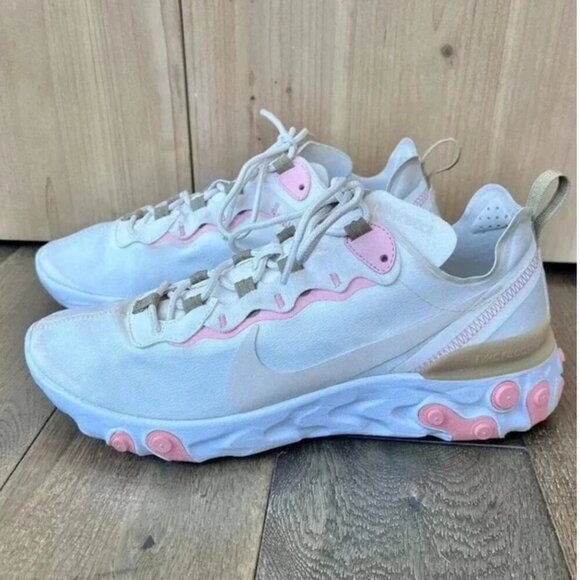 Nike React Element Running Shoes Size 10 Ivory Pink Athletic Track Sneakers - Picture 2 of 7